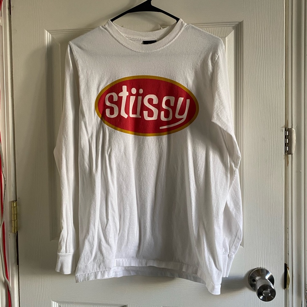 White STUSSY graphic long sleeve